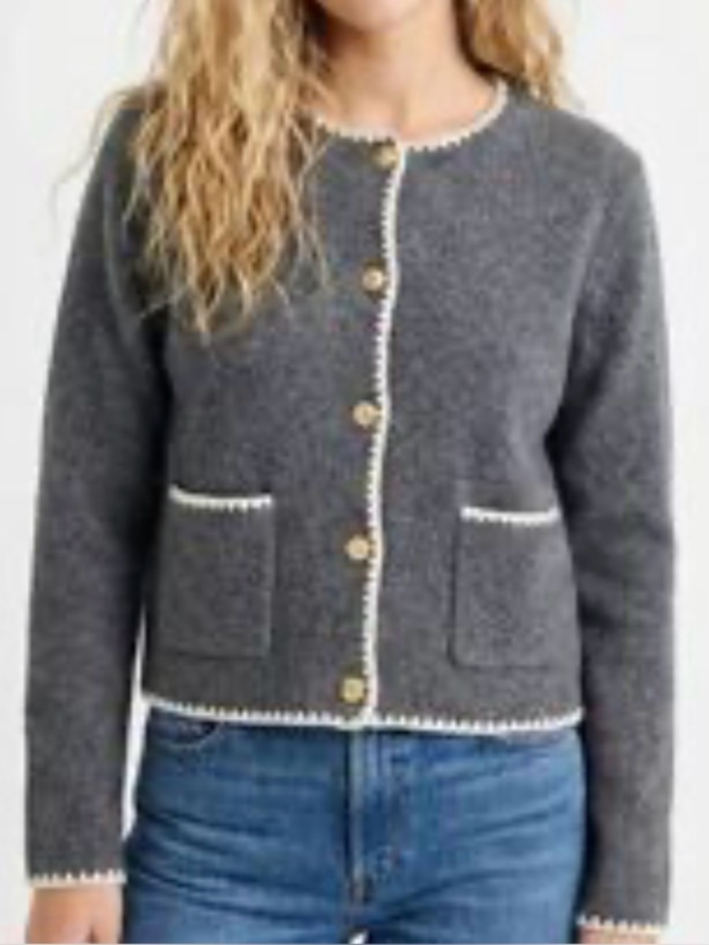 Song of Style Crewneck Cardigan Sweater - Gray NWT